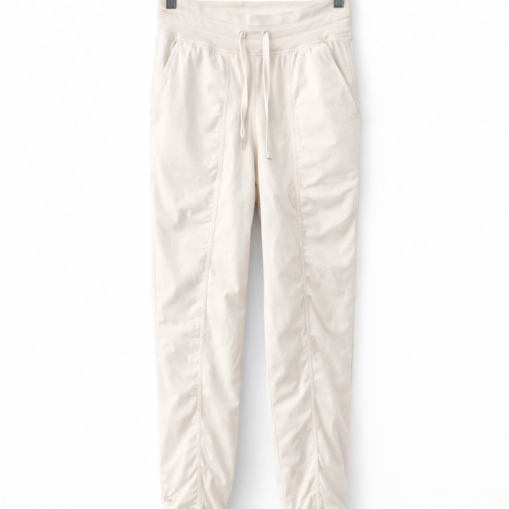 Lululemon High Rise Jogger Studio Pants Drawstring Stretch Size 0 Ivory - Picture 2 of 2